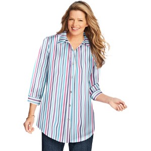 Woman Within Plus Size Perfect Three Quarter Sleeve Shirt - 1 of 4