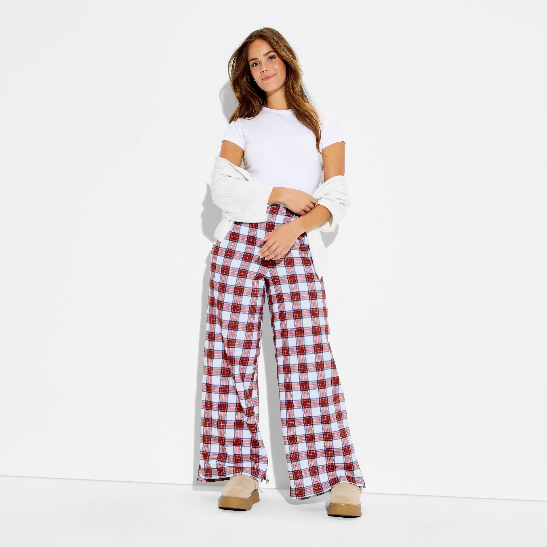 Women's Ground Plaid Graphic Pants - Red Gingham