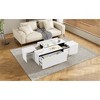 TIRAMISUBEST Extendable Coffee Table, Multi-Functional Center Table with High-Gloss Finish, Cocktail Table with 2 Hidden Storage Space and 2 Drawers - 4 of 4