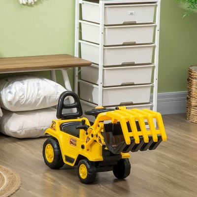 Yellow Kids Excavator Ride-On with Treaded Wheels