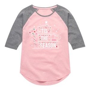 Girls' - Barbie - Holidays & Christmas Shirt Tail Raglan Graphic T-shirt - 1 of 4