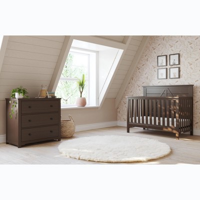 Child Craft Woodland 4-in-1 Convertible Crib, Dresser, and Nightstand 3-Piece Nursery Set