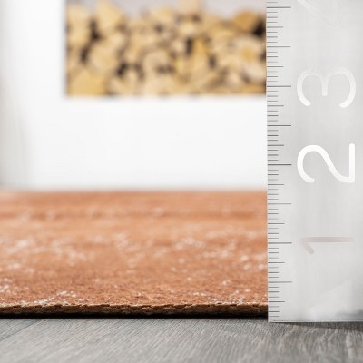 Elspeth Orange Synthetic Washable Non-slip Area Rug