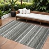 Gray Charcoal And Ivory Striped Washable Indoor Outdoor Area Rug - 2 of 4