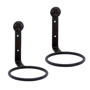 Set of 2 4" Wall Mounted Flower Pot Holder Ring Brackets Black - ACHLA Designs: Indoor/Outdoor Iron Plant Hangers - 1 of 4