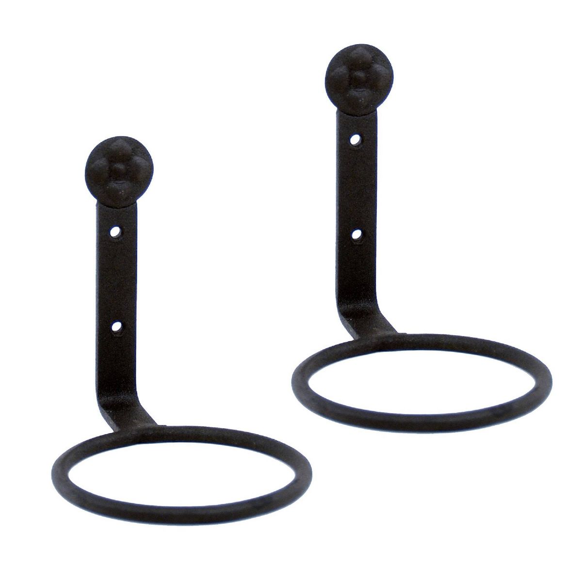 Set of 2 4" Wall Mounted Flower Pot Holder Ring Brackets Black - ACHLA Designs: Indoor/Outdoor Iron Plant Hangers