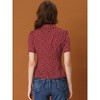 Allegra K Women's Heart-Shaped Polka Dots V Neck Short Sleeve Button Down Vintage Blouse - 4 of 4