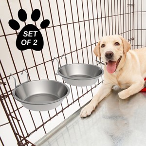 Pet Adobe Large Stainless Steel Hanging Pet Bowls for Crates, Kennels, and Pens - 48 oz., Set of 2 - 1 of 4