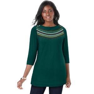 Jessica London Stretch Cotton Boatneck Tunic - 1 of 4