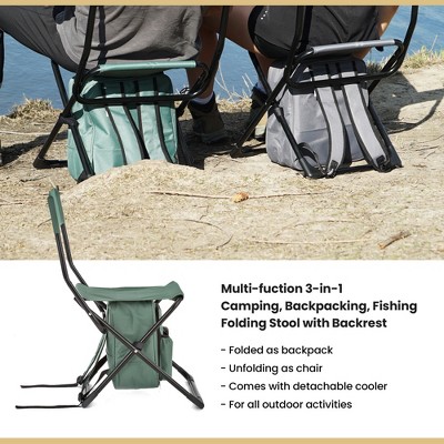 Forest Green Multi-Function 3-in-1 Camp Chair with Cooler