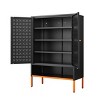 GlasFlength Shoe Racks Double Door Shoe Cabinet Long Shoe Rack FreeStanding Shoe Rack for Living Room, Black, 31.49"*13.77"*46.45" - 4 of 4