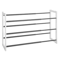 mDesign Metal 3 Tier Adjustable/Expandable Shoe and Boot Rack - White/Gray