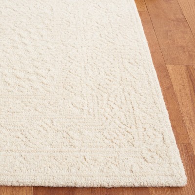 Ivory Floral Handmade Wool Round Area Rug, 6' Diameter