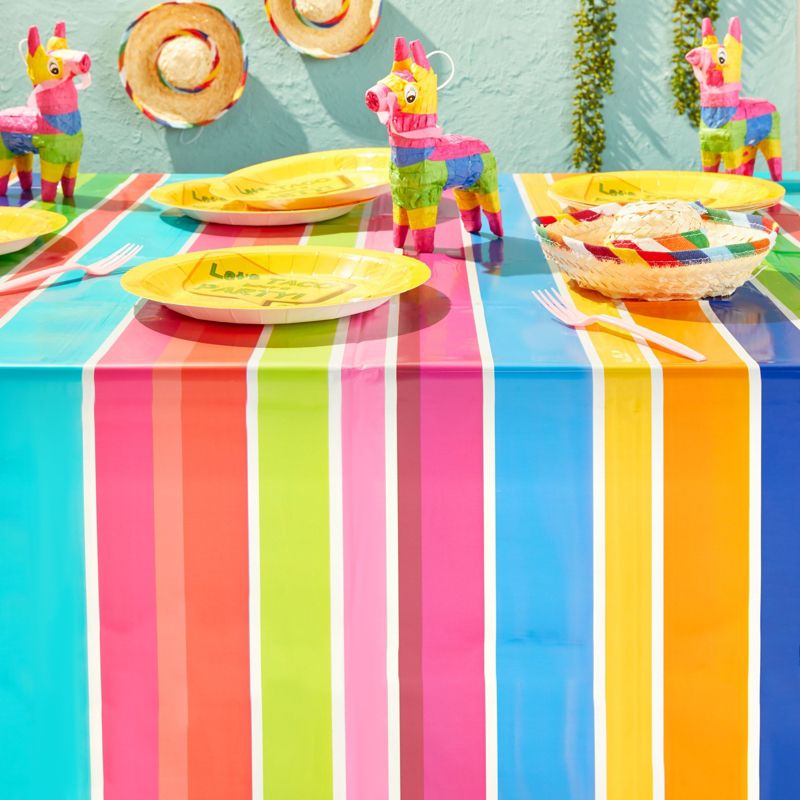 Sparkle and Bash 3 Pack Feliz Cumpleaños Fiesta Birthday Disposable Parties Table Cloth Cover, 54 x 108 in, 2 of 7