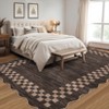 Modern Bordered Living Room Rugs 8x10 Large Scalloped Accent Rugs with Non-Slip Backing, Foldable Geometric Print Floor Mat, Washable Indoor Carpet - 3 of 4