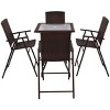 Costway 5PCS Rattan Patio Furniture Set 4 Bar Stool Folding Chair + Bar Table W/Glass Top - 4 of 4
