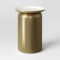 Brushed Brass Side Table - Threshold™: Cylindrical, No Assembly, Iron Frame & Tray Top