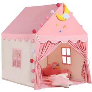 Etokfoks Large Kids Playhouse Tent with Non Slip Pink Mat and Star Lights Indoor Princess House for Girls 47x41x51 Inch 1 Set - 1 of 4