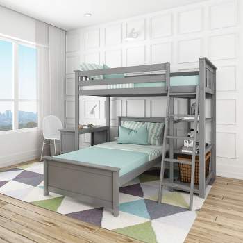 Max & Lily L-shaped Twin Over Full Bunk Bed With Bookcase And Desk, Grey :  Target