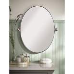 ANDY STAR Modern Decorative 22 x 34 Inch Oval Wall Mounted Hanging Bathroom Vanity Mirror with Stainless Steel Metal Frame, Brushed Nickel