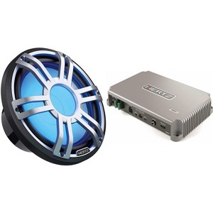 Hertz HMD1 High Power Marine Mono Amplifier with HMS 12 S4-LD-G - 12" 4-Ohm Marine Subwoofer with RGB LEDs, Gray Sport Grille - 1 of 4