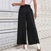 Women's Minimalist Wide Leg Trousers - High Waist Draping Work Pants - 3 of 4