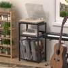 HDZNVF Black Side Table With Charging Station, Record Player Stand With Vinyl Storage - 3 of 4