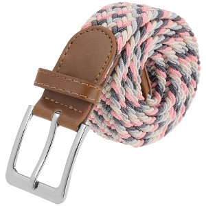 INSPIRE CHIC Gender Neutral Braided Stretch Multicolored Elastic Woven Golf Jean Belts Waistband 1Pc - 1 of 4