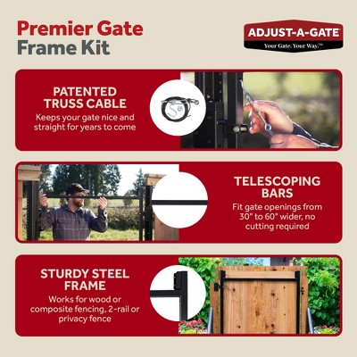 Adjust-A-Gate Black Steel Frame Kit for 36-60" Wide Openings