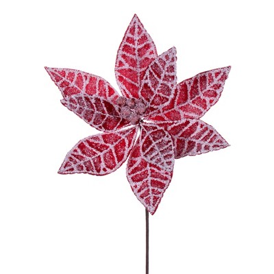 Vickerman 17" Gold Edge Poinsettia Stem