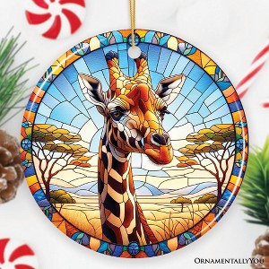 African Giraffe Stained Glass Style Ceramic Ornament, Safari Animals Christmas Gift and Decor| OrnamentallyYou - 1 of 4