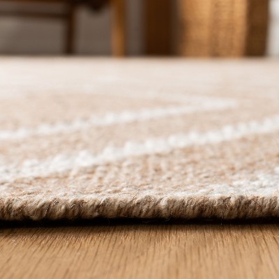 Beige/Ivory Flat Woven Handmade Wool Viscose Rug, 5' x 8'