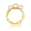 Sterling Silver Ring with Gold Plating and 6-6.5MM Freshwater Pearls – Sleek Geometric Design with Modern Elegance - 3 of 3