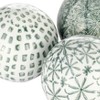 Sagebrook Home Set of 3 Ceramic Orbs - 4" Set of Green and White Decorative Round Table Orbs for Home or Office Decor - 4 of 4