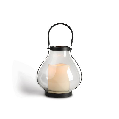 Everlasting Glow 10.3-Inch Tall Metal School House Lantern with LED Candle and 5-hour Time Feature