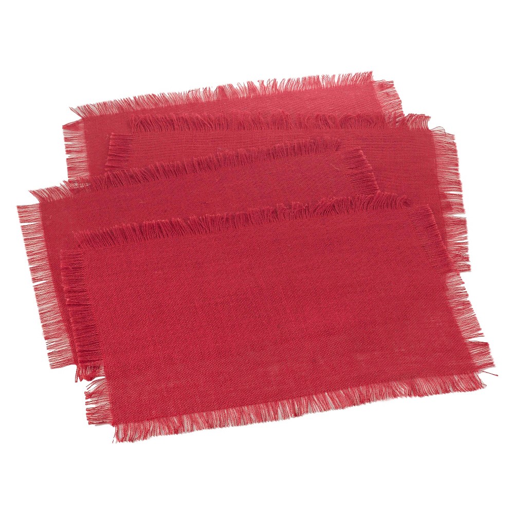 UPC 789323272478 product image for Fringed Jute Placemats Red (Set of 4) | upcitemdb.com