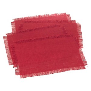 Fringed Jute Placemats Red (Set of 4)