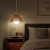 KAISITE 11.8in Rattan Pendant Light with Frosted Glass Globe & Brass Canopy - Boho Coastal Kitchen Island Dining Room Hanging Light - 4 of 4