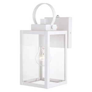 VAXCEL Medinah 1 Light Dusk to Dawn White Outdoor Wall Lantern Clear Glass - 1 of 4