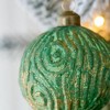 NAYSAYE Party Decoration and Accessories Set of 6 Glass Christmas Ball Ornament Set for Holiday Celebration, Green, 3.9"*3.9"*0.09" - 3 of 4