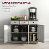 Kitchen Storage Cabinet, Sideboard Floor Cupboard with Solid Wood Top, Adjustable Shelf, and 3 Drawers - 4 of 4