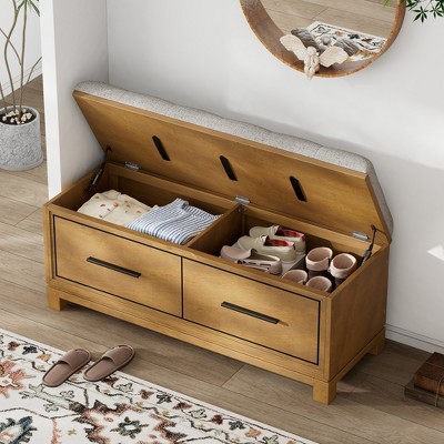 YOOCOZZ Shoe Storage Bench with Removable Cushion and Hidden Compartment