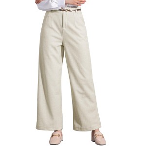 Allegra K Women's Fall Winter Wool Blend High Waist Wide Leg Business Casual Pants - 1 of 4