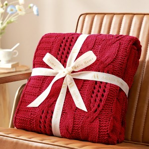 Amelie Home Cable Knitted Throw Blanket for Couch, Chenille Chunky Knit Throw Blanket 50*60 inches - 1 of 4