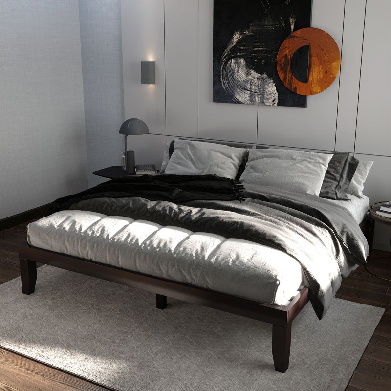 Costway King Size 14'' Wooden Bed Frame Mattress Platform Wood Slats Support EspressoNatural, 3 of 13