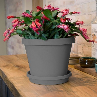 Bloem Charcoal Gray Round Resin Planter 17.25"