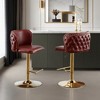 Leovsnove Swivel Bar Stools Set of 2, Modern PU Upholstered Bar Stools, Velvet Adjustable Barstool High Back Upholstered Modern Barstools - 3 of 4
