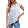 Amaryllis Women’s Ruffle Sleeve Back Bow Textured Woven Top Square Neckline Feminine Fit Soft Lightweight Blouse - 3 of 4