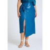 ELOQUII Women's Plus Size Wrap Front Faux Leather Midi Skirt - 3 of 4