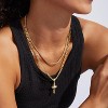 Layered Cross Necklace for Women - 14K Gold Plated CZ Pendant, Trendy Choker Jewelry Gift - 2 of 4